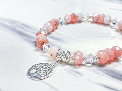 Pink Opal Tree of Life Bracelet - Jewelry Making Kit - Too Cute Beads