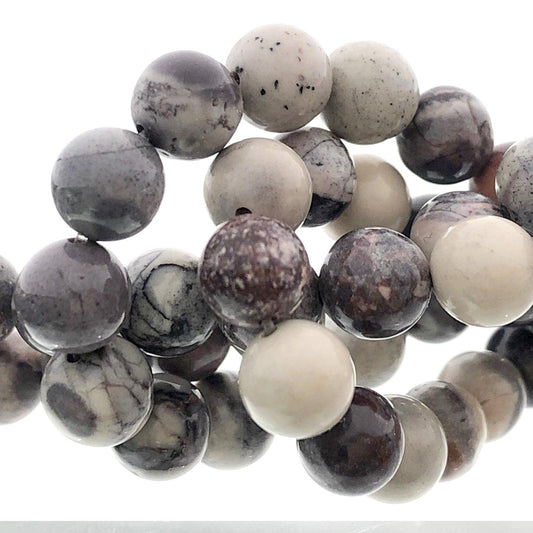 6mm Round Grade A Gemstone Beads - Porcelain Jasper (Pack of 10) - Too Cute Beads