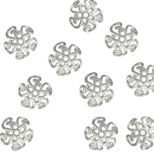 .925 Sterling Silver - 10.6mm Patterned Bead Cap (10 Pack) - Too Cute Beads