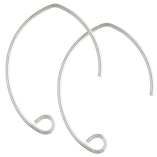 .925 Sterling Silver V Shape Ear Wires (1 Pair) - Too Cute Beads