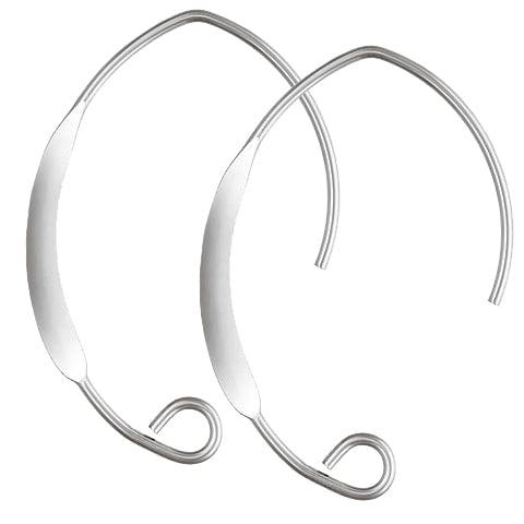 .925 Sterling Silver Flattened V Shape Ear Wires (1 Pair) - Too Cute Beads