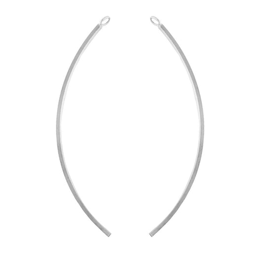 .925 Sterling Silver 2.25 Inch Curved Finding (1 Set) - Too Cute Beads