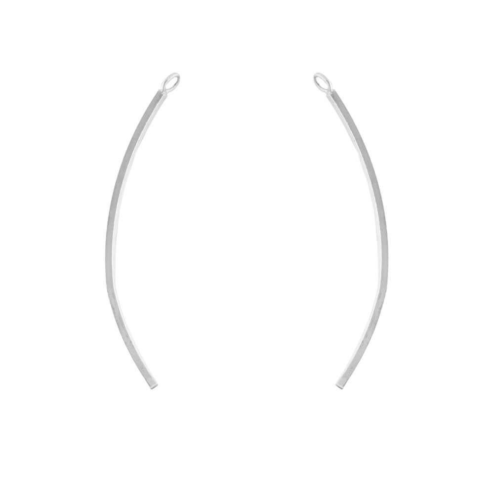 .925 Sterling Silver 1.5 Inch Curved Finding (1 Set) - Too Cute Beads