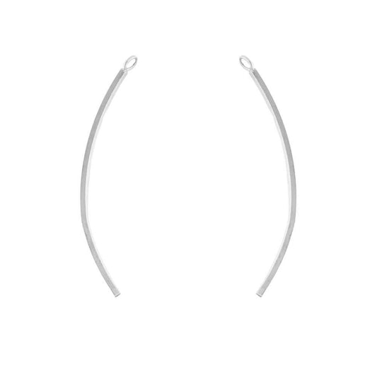 .925 Sterling Silver 1.5 Inch Curved Finding (1 Set) - Too Cute Beads