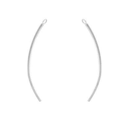 .925 Sterling Silver 1.5 Inch Curved Finding (1 Set) - Too Cute Beads