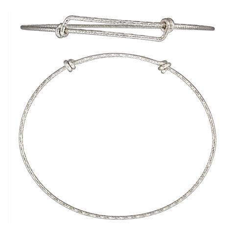 .925 Sterling Silver Adjustable Sparkle Bangle - up to 8.0 to 9.5 inches - Too Cute Beads