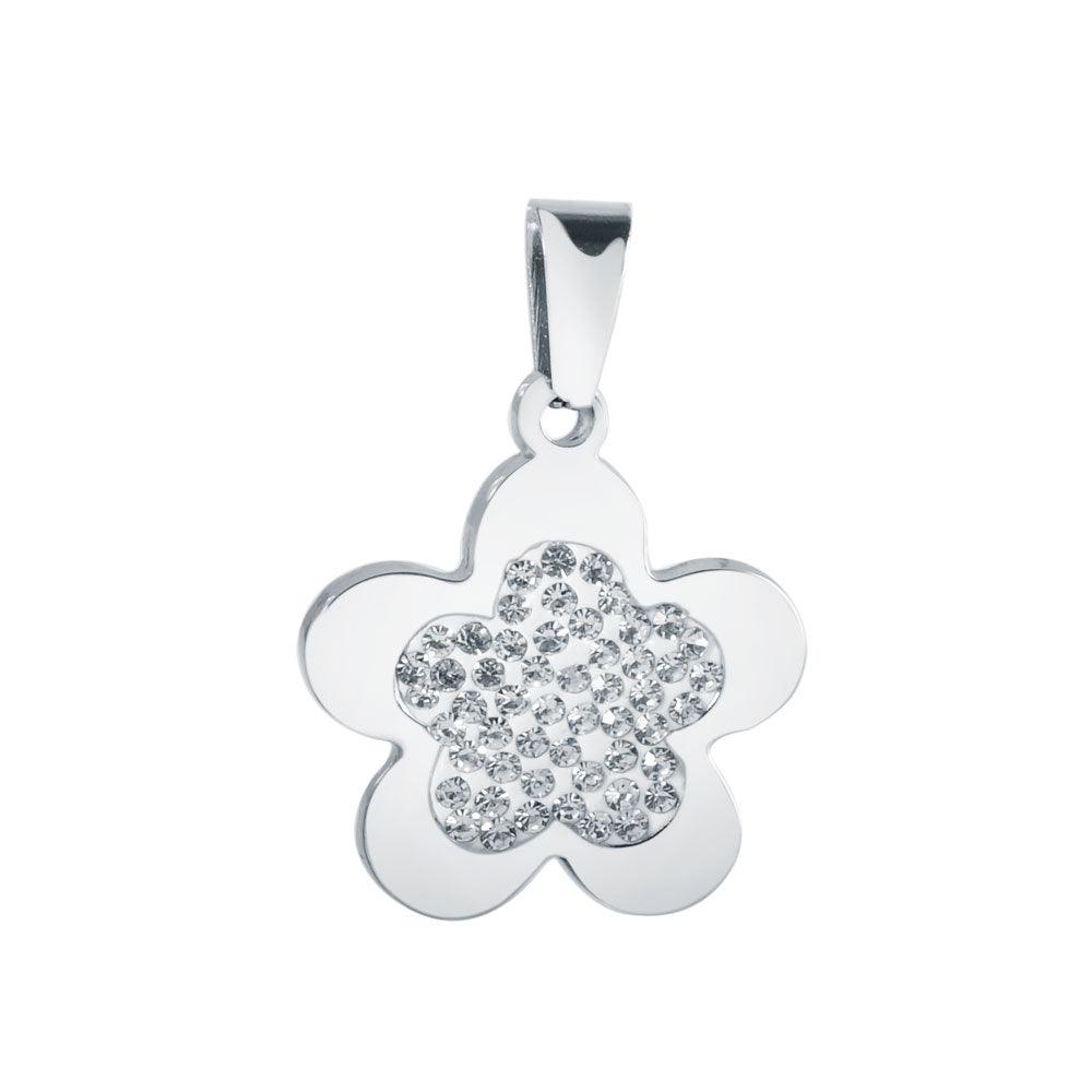 Stainless Steel Pave Pendant (20mm) - Flower