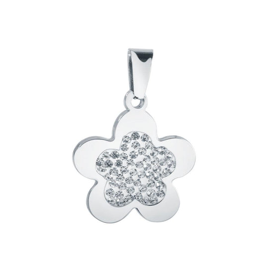 Stainless Steel Pave Pendant (20mm) - Flower - Too Cute Beads