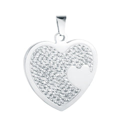 Stainless Steel Pave Pendant (32mm) - Heart - Too Cute Beads