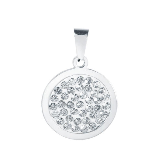 Stainless Steel Pave Pendant (18mm) - Round - Too Cute Beads