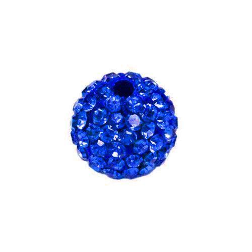 Pave Bead - 10mm Sapphire with 2mm Hole (Sold by the Piece) - Too Cute Beads