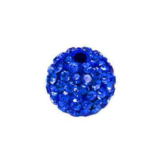 Pave Bead - 10mm Sapphire with 2mm Hole (Sold by the Piece) - Too Cute Beads