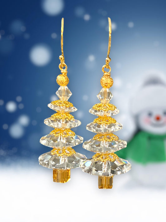 Golden Christmas Tree Earring Kit - Too Cute Beads