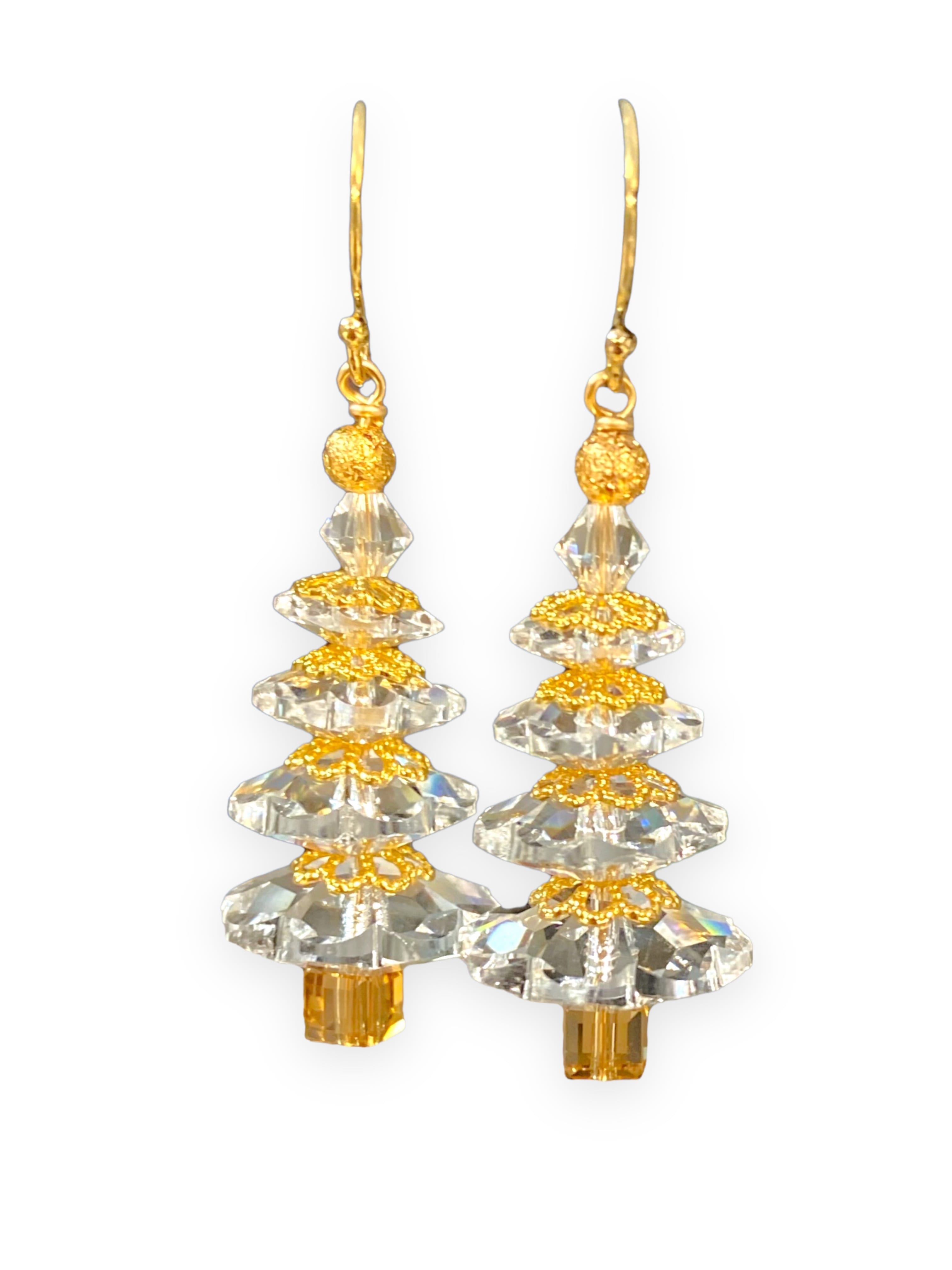 Golden Christmas Tree Earring Kit - Too Cute Beads