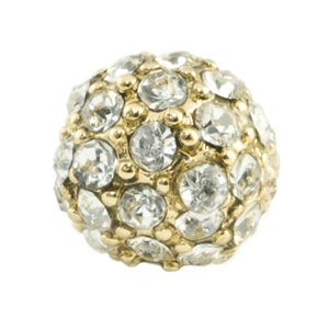 Pave Bead 6mm Gold Plate - Crystal (1 Piece)