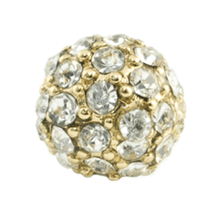 Pave Bead 6mm Gold Plate - Crystal (1 Piece) - Too Cute Beads