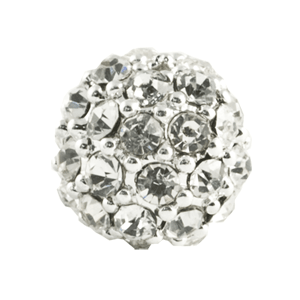 Pave Bead 6mm Sterling Silver Plate - Crystal (1 Piece) - Too Cute Beads