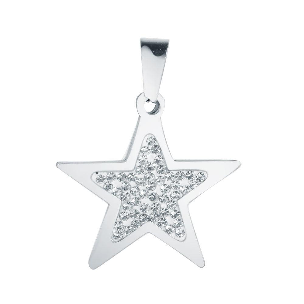 Stainless Steel Pave Pendant (22mm) - Star - Too Cute Beads