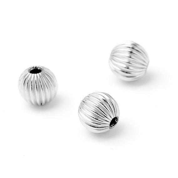 .925 Sterling Silver Corrugated Round Beads - Too Cute Beads