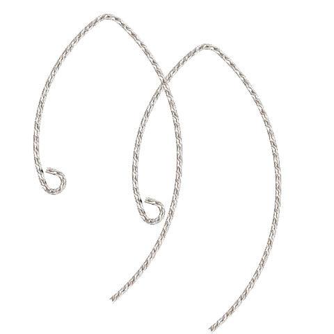 .925 Sterling Silver Sparkle V Shape Ear Wires (1 Pair) - Too Cute Beads