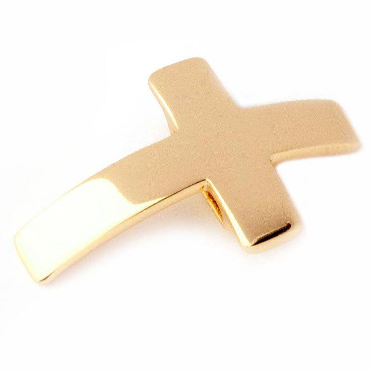 34 x 22mm Plain Cross Slider for Flat Leather - Bright Gold - Too Cute Beads