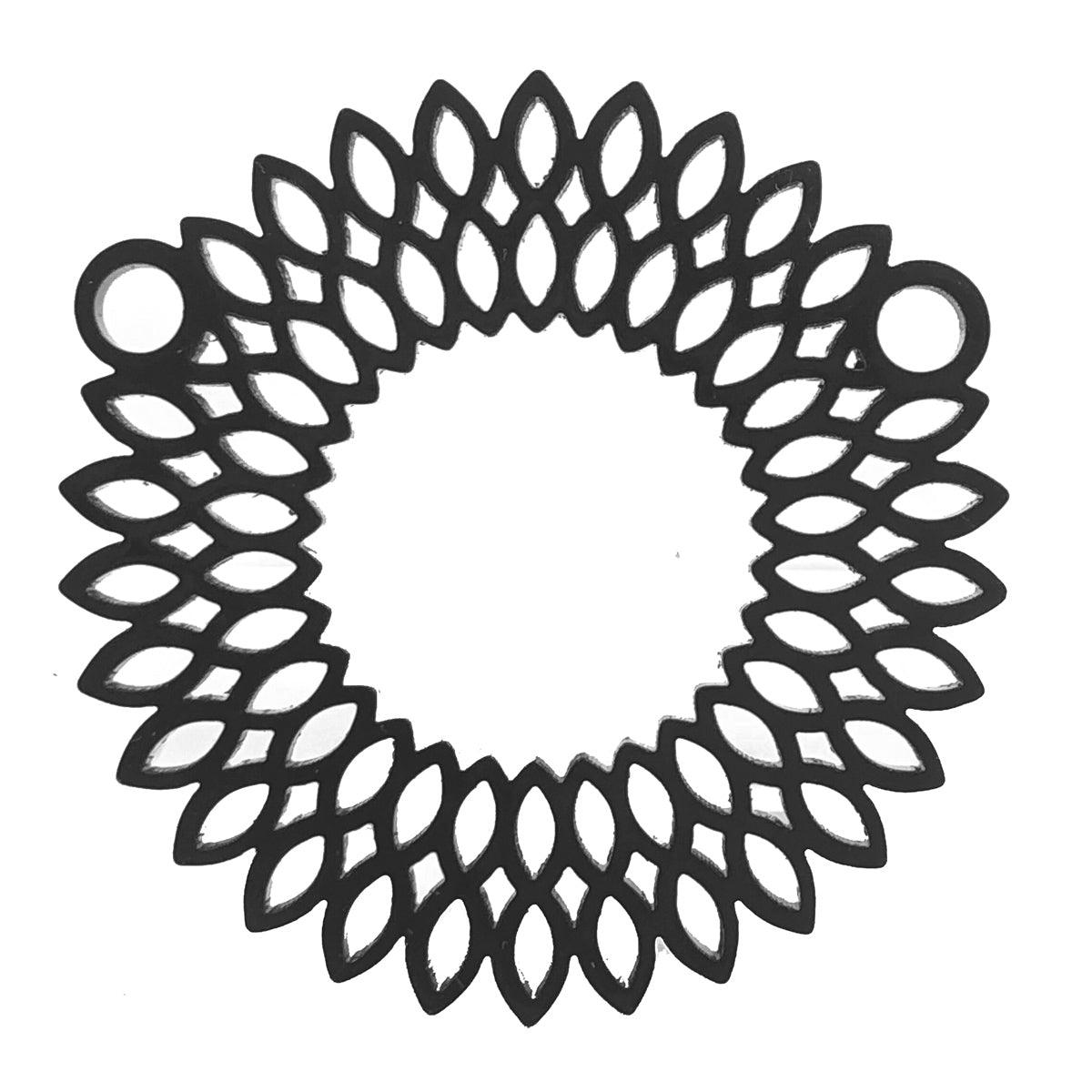 Acrylic 52mm Sunflower Focal Pendant - Black (1 Piece)
