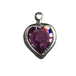 8.8mm S/S Plate Heart Charm- Amethyst (1pc) - Too Cute Beads