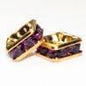 4mm Gold Plate Squaredell - Amethyst (Sold by the piece) - Too Cute Beads