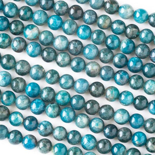 6mm Round Grade A Gemstone Beads - Apatite (Pack of 10) - Too Cute Beads