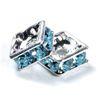 4mm Silver Plate Squaredell - Aquamarine (Sold by the piece)