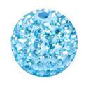 Pave Bling Bead - 14mm Aquamarine with 2mm Hole (1 Piece) - Too Cute Beads