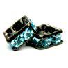 8mm Black Finish Squaredell - Aquamarine (Sold by the piece) - Too Cute Beads