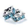 6mm Silver Plate Squaredell - Aquamarine (Sold by the piece)