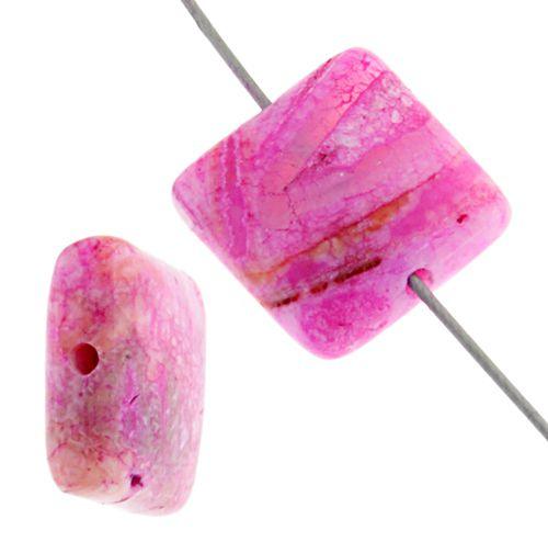 Pink Crazy Lace 18mm Square Beads