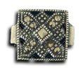 Marcasite Bead- 12mm Flat Square (1pc) - Too Cute Beads