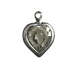 8.8mm S/S Plate Heart Charm- Black Diamond (1pc)