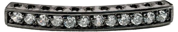 Bead Thru Bar 38x5mm (Wide) Black Ruthenium with Crystal CZ (1 Piece) - Too Cute Beads