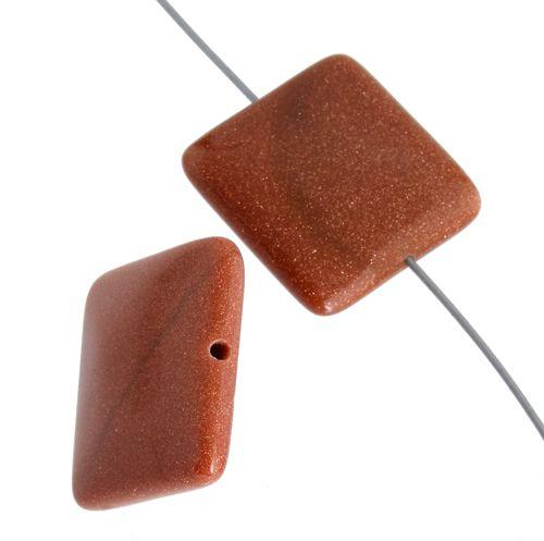 Goldstone 18mm Square Beads - Too Cute Beads