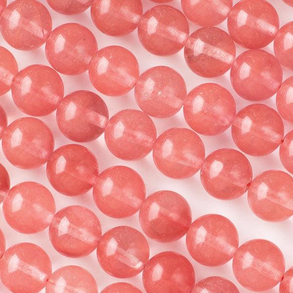 10mm Round Grade A Gemstone Beads - Cherry Quartz (Pack of 10) - Too Cute Beads