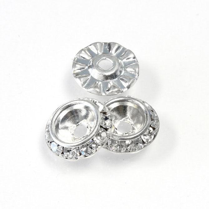 8mm Crystal Silver Plate Contour Bead (4pk) - Too Cute Beads