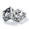 6mm Silver Plate Squaredell - Crystal (Sold by the piece)
