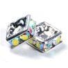 4mm Silver Plate Squaredell - Crystal AB (Sold by the piece) - Too Cute Beads