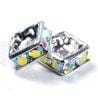 6mm Silver Plate Squaredell - Crystal AB (Sold by the piece) - Too Cute Beads