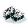 6mm Silver Plate Squaredell - Emerald (Sold by the piece) - Too Cute Beads