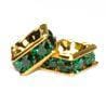 4mm Gold Plate Squaredell - Emerald (Sold by the piece) - Too Cute Beads