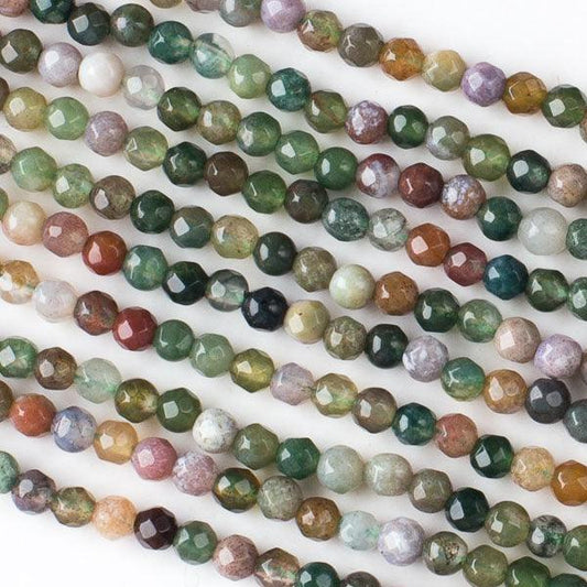 4mm Round Grade A Gemstone Beads - Faceted Fancy Jasper (Pack of 10) - Too Cute Beads