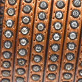 6.5 x 3mm Soft Stitched Leather with Embedded Swarovski Crystals - Camel (Sold by the inch) - Too Cute Beads