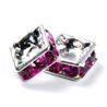 4mm Silver Plate Squaredell - Fuchsia (Sold by the piece)