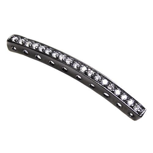 Bead Thru Bar 35x3mm Black Ruthenium with Crystal CZ (1 Piece)