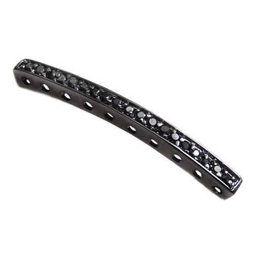 Bead Thru Bar 35x3mm Black Ruthenium with Jet CZs (1 Piece)